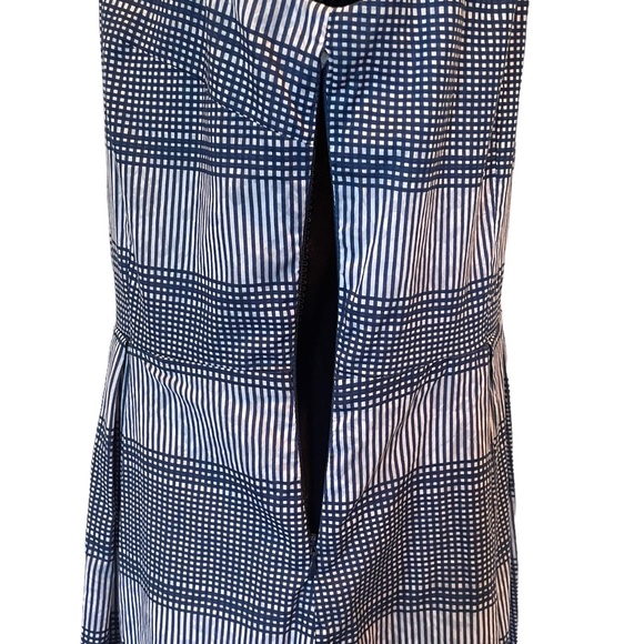 Nine West blue sleeveless check pattern button front pleated cotton dress size14 - Picture 5 of 16